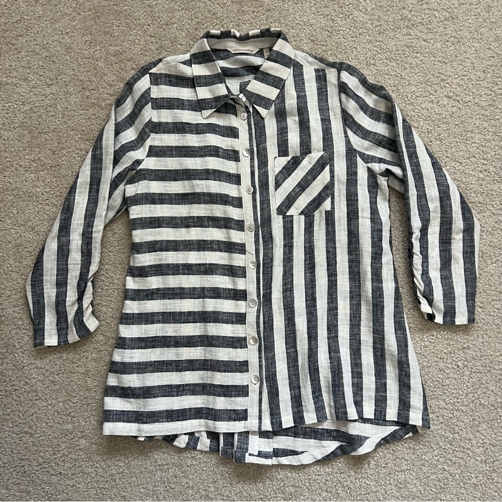 Soft Surroundings Women’s Linen Camina Blouse Shirt Tunic Top Size Large 2CK23